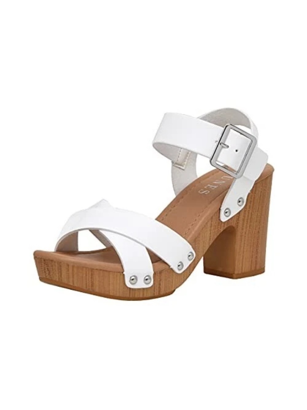 Dunes Sayer faux wood black heels size 9